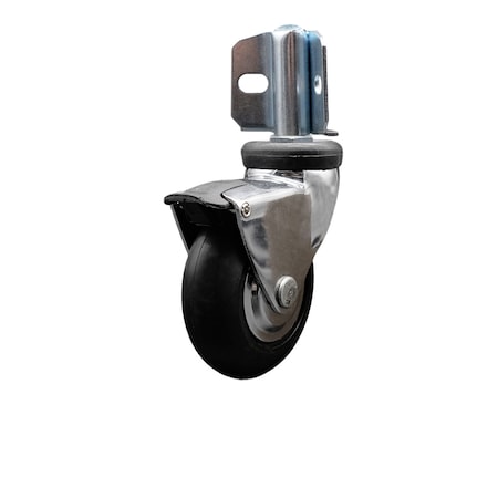 Service Caster 3'' Bright Chrome Neoprene Rubber Caster with BrakeCorner Mount Bracket SCC-GR03S310-NPRB-BC-B-71678-CB90